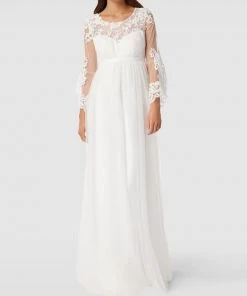 Luxuar Abendkleid Mit Spitzenbesatz - Offwhite