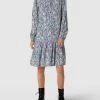 Esprit Knielanges Kleid Aus Viskose-Mix Mit Allover-Muster - Marineblau