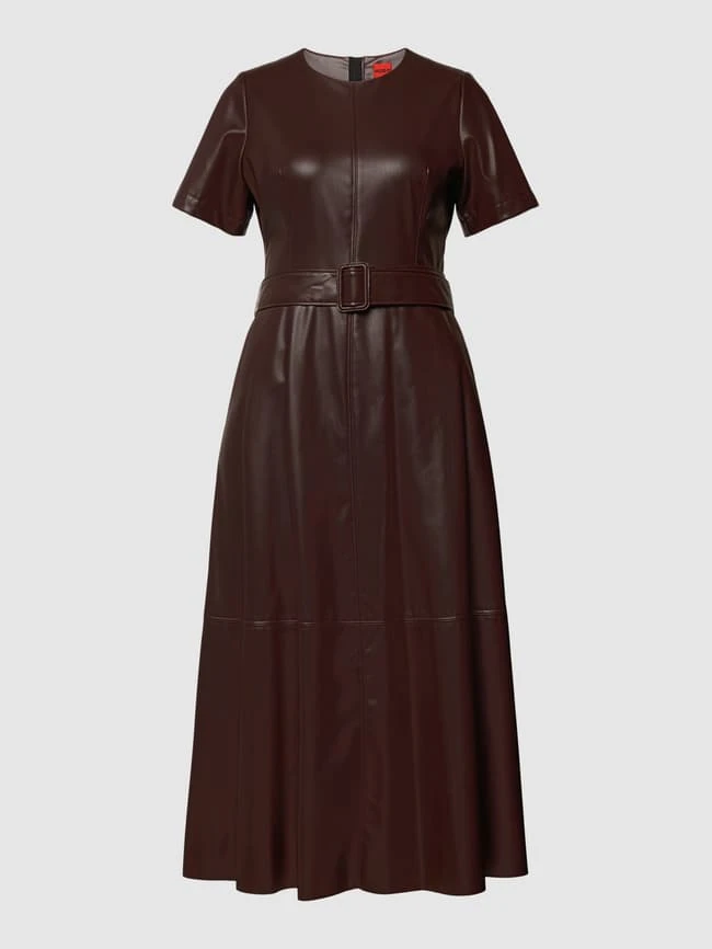 HUGO Midikleid In Leder-Optik Modell 'Kallea' - Mittelbraun 2 HUGO Midikleid In Leder-Optik Modell 'Kallea' - Mittelbraun – Bild 2