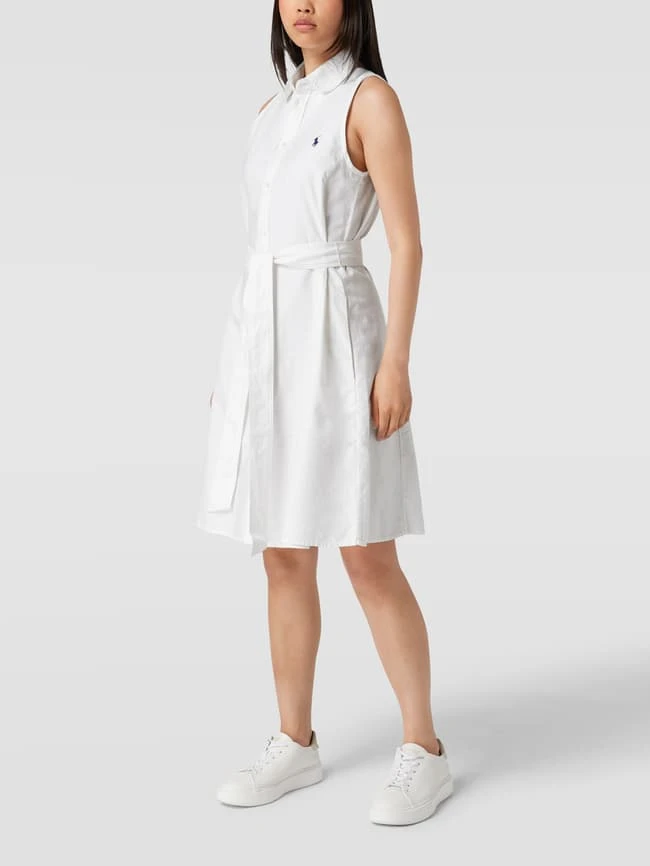 Polo Ralph Lauren Knielanges Hemblusenkleid Mit Logo-Stitching - Weiß 1 Polo Ralph Lauren Knielanges Hemblusenkleid Mit Logo-Stitching - Weiß