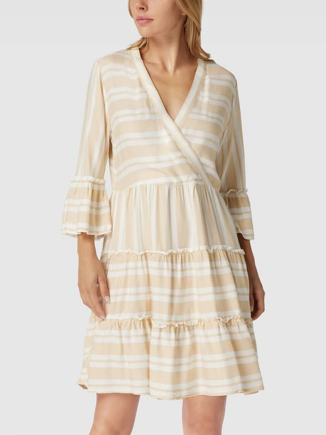Vila Knielanges Kleid Mit Streifenmuster Modell 'Vibilly' - Sand 4 Vila Knielanges Kleid Mit Streifenmuster Modell 'Vibilly' - Sand – Bild 4