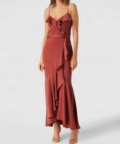 V.M. Abendkleid Mit Volants - Terrakotta