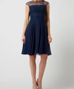 Luxuar Cocktailkleid Aus Mesh Und Chiffon - Dunkelblau