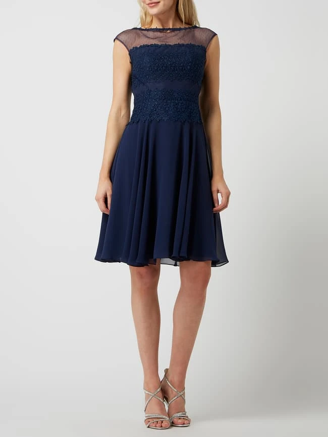 Luxuar Cocktailkleid Aus Mesh Und Chiffon - Dunkelblau 1 Luxuar Cocktailkleid Aus Mesh Und Chiffon - Dunkelblau