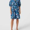 Christian Berg Woman Knielanges Kleid Mit Floralem Allover-Muster - Dunkelblau