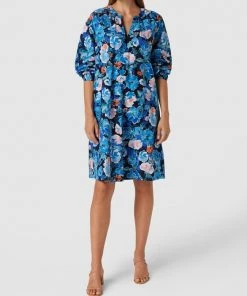 Christian Berg Woman Knielanges Kleid Mit Floralem Allover-Muster - Dunkelblau