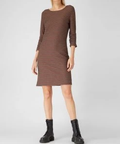 Tom Tailor Denim Kleid Mit Viskose-Anteil - Mittelbraun