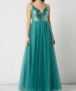 V.M. Abendkleid Aus Tüll Mit Pailletten - Grün