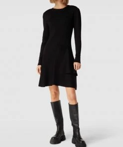 BOSS Kleid Mit Geripptem Rundhalsausschnitt Modell 'Faribella' - Schwarz