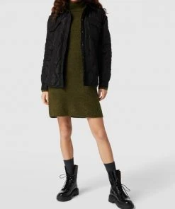 Pieces Minikleid In Strick-Optik Modell 'Ellen' - Olivgrün